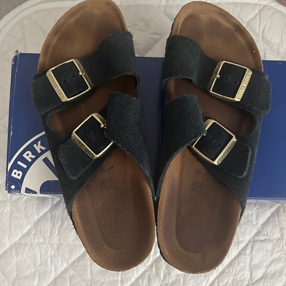 Navy Suede Birkenstocks 38